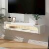 BAYTEWJX Floating TV Shelf Media Console Table Wall Mounted TV Cabinet with Flap Door Solid Wood TV Cabinet with Storage Drawers with Cable Hole for Home & Office Living Room Bedroom. view 1