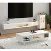 BAYTEWJX Floating TV Shelf Media Console Table Wall Mounted TV Cabinet with Flap Door Solid Wood TV Cabinet with Storage Drawers with Cable Hole for Home & Office Living Room Bedroom. view 3