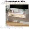BAYTEWJX Floating TV Shelf Media Console Table Wall Mounted TV Cabinet with Flap Door Solid Wood TV Cabinet with Storage Drawers with Cable Hole for Home & Office Living Room Bedroom. view 4
