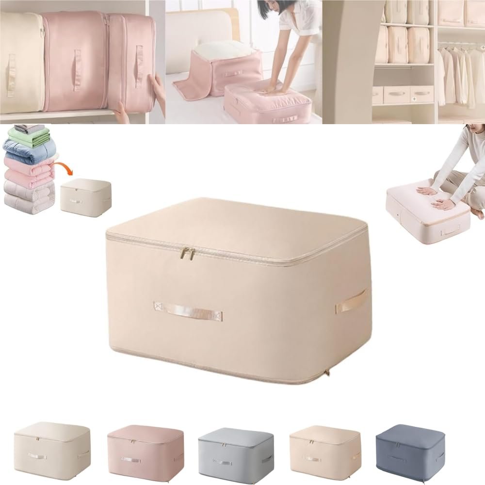 2024 NEW Space Saving Self Compression Organizer,Self Compression Moving Organizer Bags,Storage Tote for Space Saving,Heavy Duty Moving Bags for Comforters,Clothes (Apricot, 21.26 * 16.53 * 23.62in)