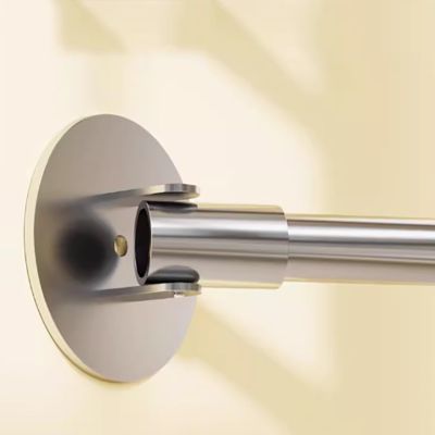 Stainless Closet Pole Holder w/Adjustable Flange Socket, Round Extender Rod for Angled Wall, Hanging Clothes Flange Holder Bracket for Wardrobe(Silver,120-200cm(47"-78"))