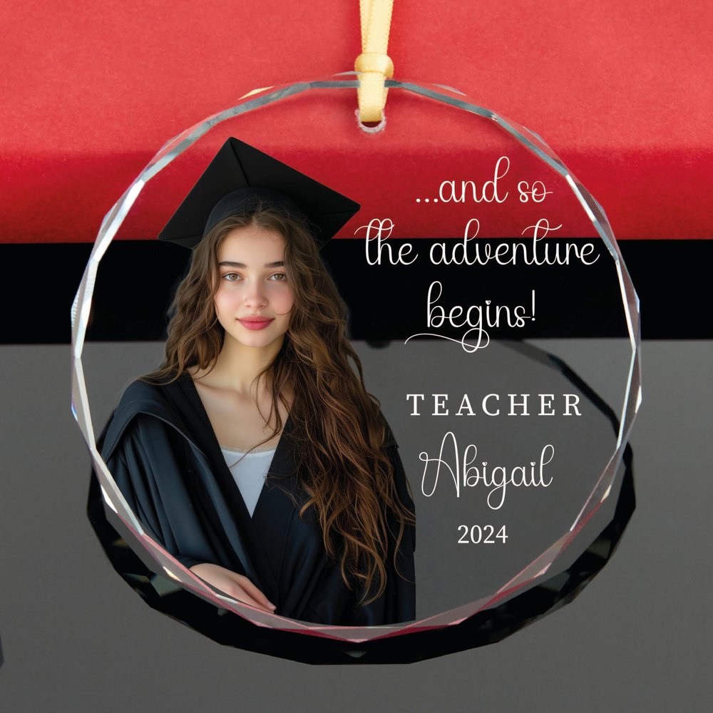 ALEINA ORNAMENT Personalized Teacher Photo Ornament, Keepsake for Educator Achievement, Graduation for Teacher
