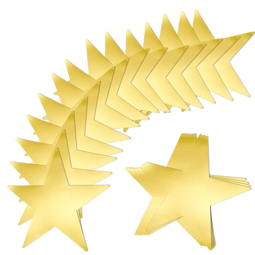 SOFPLATE 36Pcs 11 Inch Star Cutouts Large Gold Stars Decorations Double Sided Paper Cut Outs Cardstock Red Carpet Party Supplies for Bulletin Board Classroom Wall Movie Night Party DIY Crafting