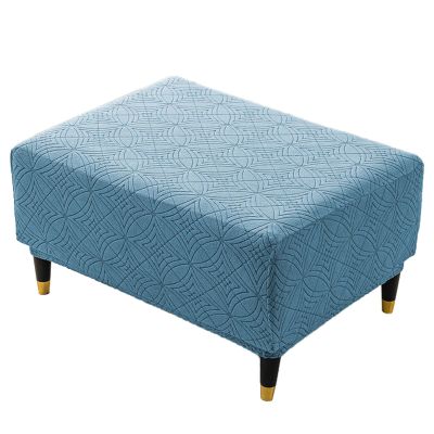 ZRCYXDW Stretch Ottoman Cover, Rectangle Ottoman Slipcover Soft Folding Foot Stool Cover Nonslip Removable Footrest Stool Cover Washable-Light blue-60-75cm