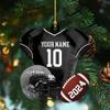 Personalized American Football Uniform Ornament, Football Helmet and Ball, Personalized Football Ornament, Football Christmas Ornament, Christmas Ornament Gift, Football Lovers Gift, Gift for Fan view 2