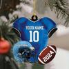 Personalized American Football Uniform Ornament, Football Helmet and Ball, Personalized Football Ornament, Football Christmas Ornament, Christmas Ornament Gift, Football Lovers Gift, Gift for Fan view 4