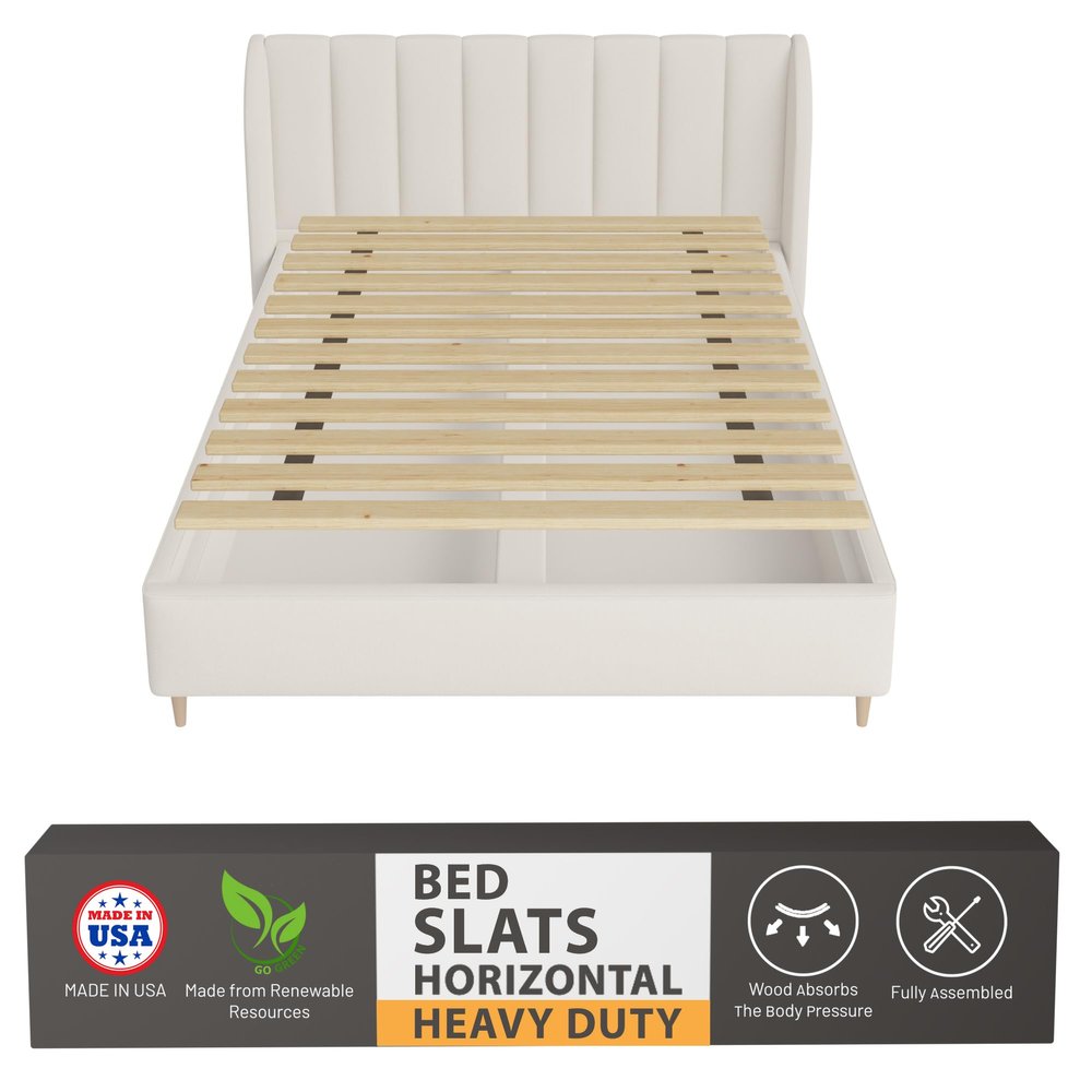 Greaton, 0.68-Inch Horizontal Wooden Bunkie Board/Bed Slats, 72" x 54", Beige