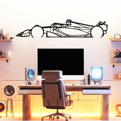 Formula Car metal Wall Art, Sports Car metal Silhouette, Formula Car Lovers Metal Wall Decor, Racing Gifts For Men, Minimalist Sculpture for Garage, Man Cave, Gift for Father's, (Black-15" x4.1" inch)