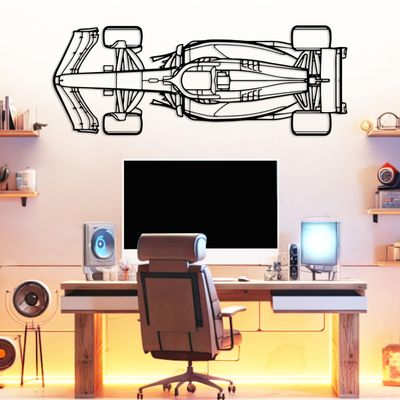 Formula Car metal Wall Art, Sports Car metal Silhouette, Formula Car Lovers Metal Wall Decor, Racing Gifts For Men, Minimalist Sculpture for Garage, Man Cave, Gift for Father's, (Black-55"x15.1" inch)