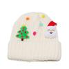 Knitted Red Christmas Hat with Reindeer, Snowman, and Bow Appliques (US, Alpha, One Size, white1) view 1