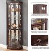XZTUAJ 69" H Lighted Corner Curio Cabinet Display Case With Adjustable Shelves, Tempered Glass, Mirrored Back Panel for Living Room (Dark Cherry) view 4
