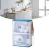 aqxreight Dish Drying Rack Box with Lid Double Layer Space Saving Design Removable Drainboard for Efficient Draining Cover for Utensils Fits Most Kitchen Countertops view 2