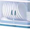 aqxreight Dish Drying Rack Box with Lid Double Layer Space Saving Design Removable Drainboard for Efficient Draining Cover for Utensils Fits Most Kitchen Countertops view 4