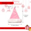 CIPOWM Christmas Santa Hat for Adults, Velvet Santa Hats Plush Christmas Hat for Xmas New Year Party Decorations and Supplies (Light Pink) view 2