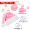 CIPOWM Christmas Santa Hat for Adults, Velvet Santa Hats Plush Christmas Hat for Xmas New Year Party Decorations and Supplies (Light Pink) view 3
