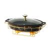 SLDAGe Black,A, Ceramics Chafing Dish Buffet Set, with Glass Viewing Lid and Fuel Holder, Oval Food Warming Tray, for Buffet Weddings, Parties, Banquets, Christmas, Catering Events, 1.4 Qt view 1