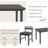6 Piece Rustic Wood Dining Table Set with 4 Upholstered Chairs and Bench, Rectangular Kitchen Table Set for 6 Persons for Dining Room, Living Room and Kitchen, Gray view 4