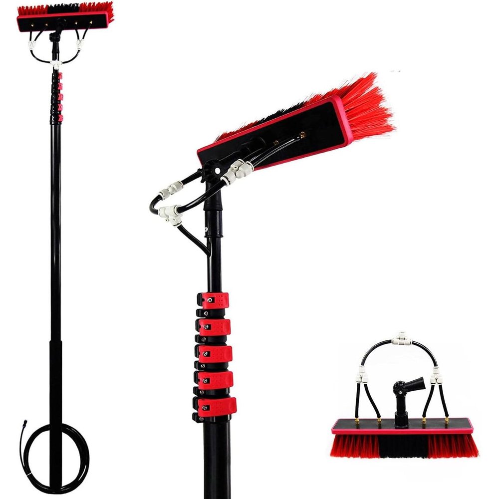 Window Washing Kit, Water Fed Pole Kit with Telescopic Pole, Window Cleaner & Solar Panel Cleaning System Washing Kit, Adjustable Window Cleaner Brush and Extension Pole,9m