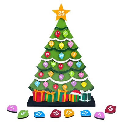 11" Wooden Christmas Advent Calendar Countdown for Kids Magnetic Tree 2024 Day Until Xmas Decorations Wall Hanging Table Home Decor Welcome Door Sign Christian Holiday Gift Baby Adult