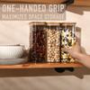 D2scrma 56oz Rectangle Airtight Glass Storage Containers with Bamboo Lids (Set of 4), Square Food Storage Jar, Pantry Organizers for Oats, Cereal, Pasta and Coffee beans (with Black Lable) view 4