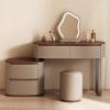 LPP-AWH Vanity Desk Set - Chinese Style Makeup Vanity with LED Mirror and Stool, Solid Wood Dressing Table Include Saddle Leather & 4 Drawers for Bedroom (Walnut Color & Coffee,39'') view 2