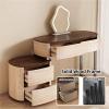 LPP-AWH Vanity Desk Set - Chinese Style Makeup Vanity with LED Mirror and Stool, Solid Wood Dressing Table Include Saddle Leather & 4 Drawers for Bedroom (Walnut Color & Coffee,39'') view 3