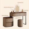 LPP-AWH Vanity Desk Set - Chinese Style Makeup Vanity with LED Mirror and Stool, Solid Wood Dressing Table Include Saddle Leather & 4 Drawers for Bedroom (Walnut Color & Coffee,39'') view 4