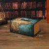 Simulated Book Tissue Box Cover Rectangle, Box Covers Antique Decor, Retro Square Tissue Box Cover, Napkin Box Holder for Home Bedroom Office (Green Map) view 2