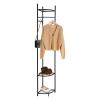 Coat Rack, Carbon Steel Corner Coat Racks Clothes Hanger, Clothing Rack With 3 Storage Shelves & 4 Hooks, Freestanding Garment Shelf Overcoat Hanging Stand, Suitable For Bedroom,Dressing Room (Black) view 1