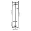 Coat Rack, Carbon Steel Corner Coat Racks Clothes Hanger, Clothing Rack With 3 Storage Shelves & 4 Hooks, Freestanding Garment Shelf Overcoat Hanging Stand, Suitable For Bedroom,Dressing Room (Black) view 2