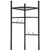 Coat Rack, Carbon Steel Corner Coat Racks Clothes Hanger, Clothing Rack With 3 Storage Shelves & 4 Hooks, Freestanding Garment Shelf Overcoat Hanging Stand, Suitable For Bedroom,Dressing Room (Black) view 3