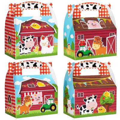 WERNNSAI 12 Pack Farm Party Boxes - Farm Animal Birthday Decorations Barnyard Party Gift Boxes for Kids Girls Boys Farmhouse Horse Cow Animal Themed Gift Candy Bags for Birthday Baby Shower Supplies