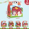 WERNNSAI 12 Pack Farm Party Boxes - Farm Animal Birthday Decorations Barnyard Party Gift Boxes for Kids Girls Boys Farmhouse Horse Cow Animal Themed Gift Candy Bags for Birthday Baby Shower Supplies view 2