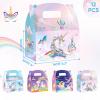 WERNNSAI Unicorn Party Favor Boxes - 12 Pcs Rainbow Unicorn Gift Boxes Girls Birthday Party Supplies Rainbow Horse Treat Boxes for Kids Girls Birthday Decoration view 2