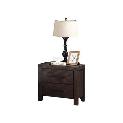 CNJHGL2 Dark Grey Finish Side Table, End Table with 2 Drawers, Wooden Bedside Table, Nightstand for Bedroom Living Room, 24" x 16" x 23"