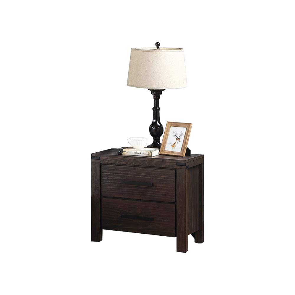 CNJHGL2 Dark Grey Finish Side Table, End Table with 2 Drawers, Wooden Bedside Table, Nightstand for Bedroom Living Room, 24" x 16" x 23"