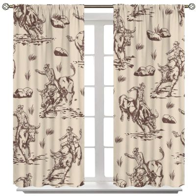 AuiMzoo Western Cowboy Curtains, Wild West Desert Rustic Theme Hand Painted Window Treatments, Bedroom Living Room Blackout Noise Reducing Curtains
