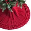 WILDERNESSHOME Make Your Christmas Tree Stand Out with a 48-inch and 36-inch Cable Knit Tree Skirt  A Must-Have Christmas Tree Skirt for Holiday Decoration (Burgundy,36 inch) view 2