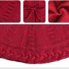 WILDERNESSHOME Make Your Christmas Tree Stand Out with a 48-inch and 36-inch Cable Knit Tree Skirt  A Must-Have Christmas Tree Skirt for Holiday Decoration (Burgundy,36 inch) view 3