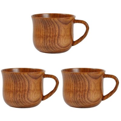 2pcs Handle Practical Wood Drinks Hot Cup Style Drinking Water Reusable Milk Tea Container Mug Jujube -friendly Chinese with Wooden Beer Coffee Vintage For (Color : Brownx2pcs, Size : 8.6X6.8CMx2pcs(B