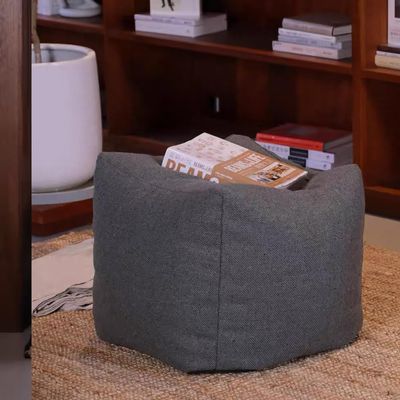 SXBCyan Moroccan Style PU Leather Pouf No Fillings Ottoman Covers Footstool Artificial Leather Unstuffed Cushion Covers(Cotton and Linen Gray)