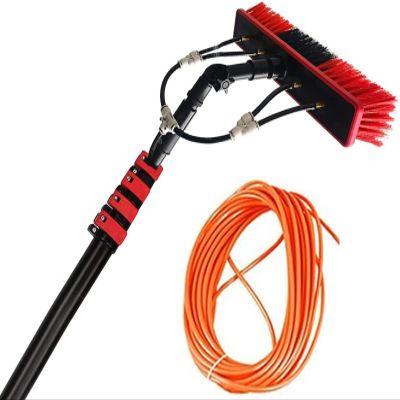 Hebralytic Water-Fed Pole Telescopic Window Cleaner, Conservatory Roof Cleaner Water-Fed Extendable Brush, Window Clean Kit Roof Cleaning Tools with 20M Water Supply Hose(12FT/3.6M)