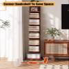 JCWGLY Bookcases Heavy Duty Wood Invisible Bookshelf, Space Saving Vertical Spine Book Tower, Large Capacity Book Organizer Shelf for Home Office Living Room Corner(5 Tier) view 4
