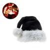 Fcnjsao 1Pack Santa Hat Black Plush Santa Hat Unisex Comfort Christmas Hats Plush for Christmas New Year Festive Holiday view 2
