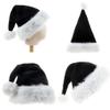 Fcnjsao 1Pack Santa Hat Black Plush Santa Hat Unisex Comfort Christmas Hats Plush for Christmas New Year Festive Holiday view 3
