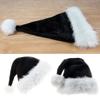 Fcnjsao 1Pack Santa Hat Black Plush Santa Hat Unisex Comfort Christmas Hats Plush for Christmas New Year Festive Holiday view 4