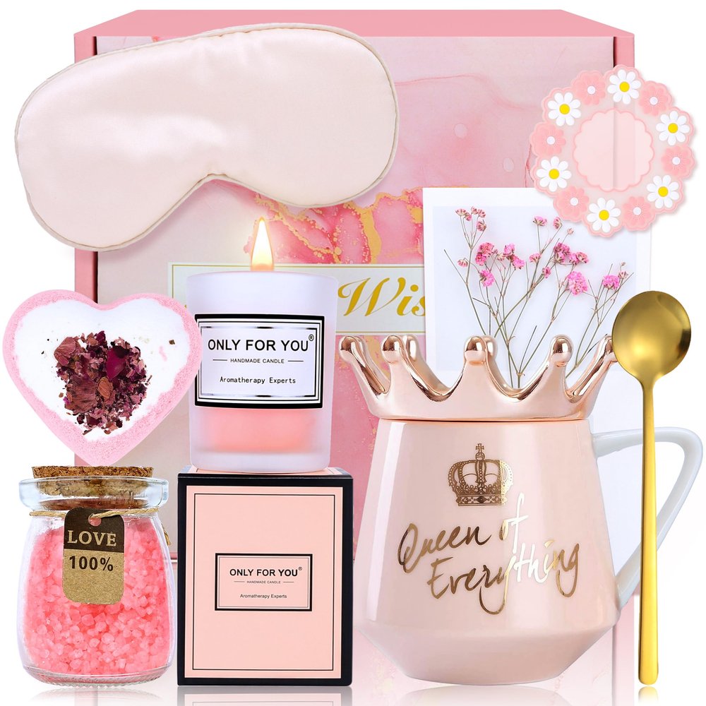 Arawat Unique Happy Birthday Gifts for Women Best Friend Sister Grandma and Mom Funny Retirement Gift for Woman Her Pink Get Well Soon Gifts Basket Queen Everything Mug Valentine's Day Gifts for Women