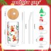 Baderke 4 Set Christmas Glass Cups with Lid and 8 Style Straw Toppers 16 oz Drinking Cup Christmas Iced Coffee Glass Cups Can Shape Xmas Tree Tumbler Drinking Jars Gift for Women Men Xmas Party Favor view 2