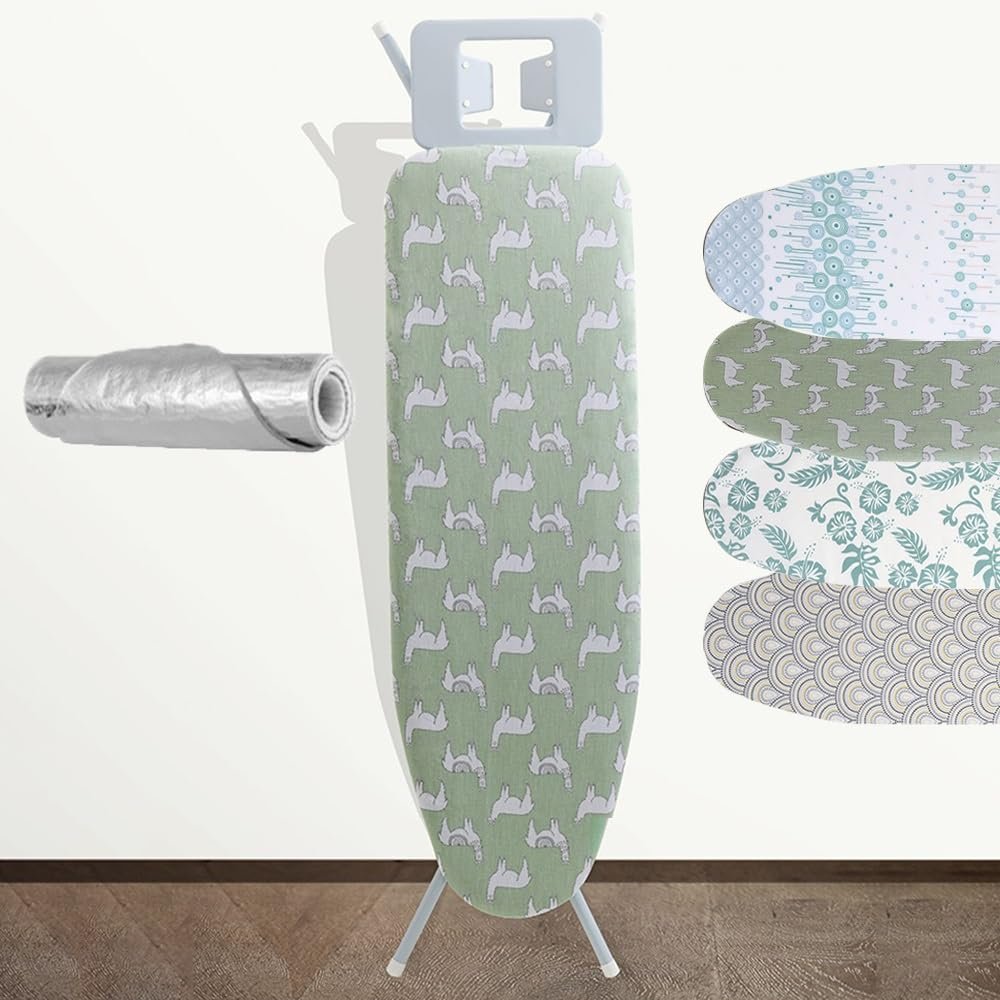 GJPXFR Extra Large Ironing Board Cover Heat Reflective Iron Board Replacement Cover with Padding, Cotton Board Cover for Home Ironing Boards 48x15in(Sheep)
