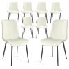 Aimerive Dining Chairs Set of 8, Kitchen Dining Chairs, Modern Upholstered Kitchen Chairs with Faux Leather and Metal Legs, Dining Room Chairs, Plaid White view 1